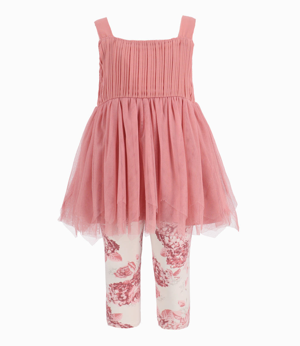 Conjunto Bebé De Vestido Y Calzas 3 meses / Palo Rosa