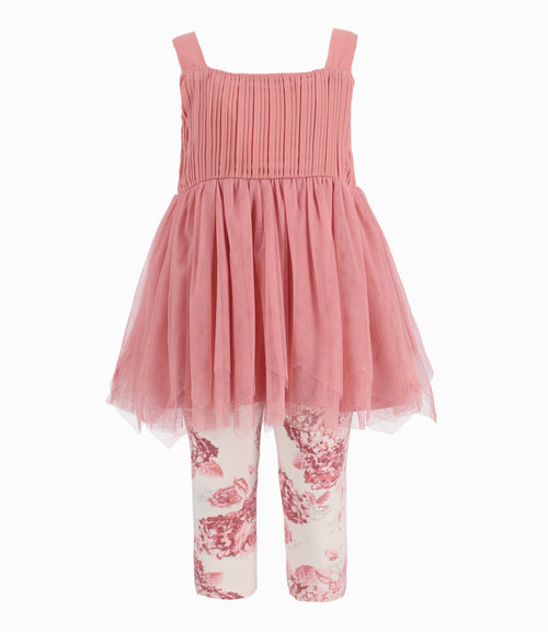 Conjunto Bebé De Vestido Y Calzas 3 meses / Palo Rosa