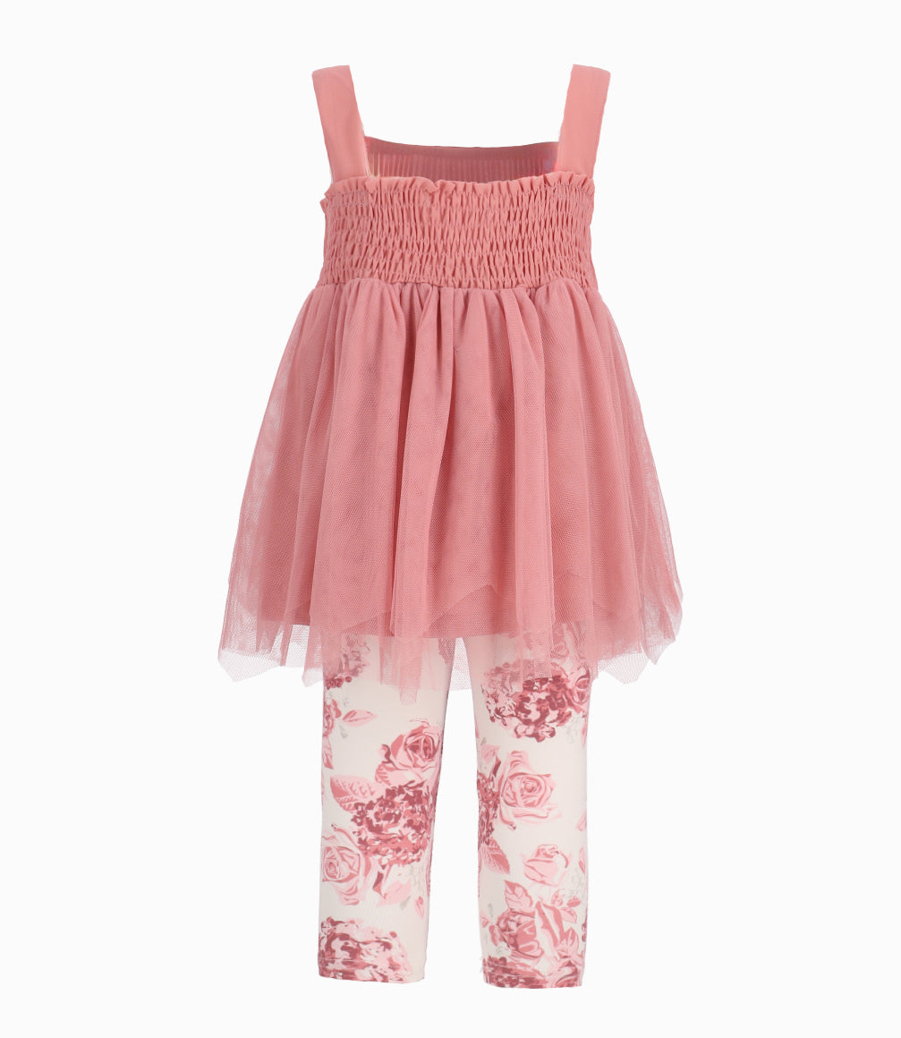 Conjunto Bebé De Vestido Y Calzas 3 meses / Palo Rosa