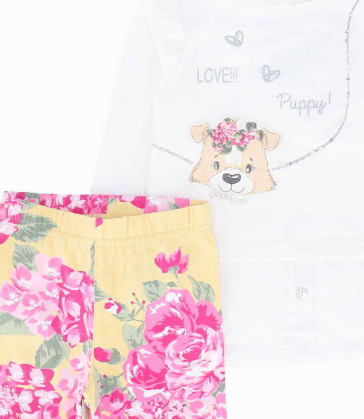 Conjunto bebé de polera y calzas 3 meses / Amarillo
