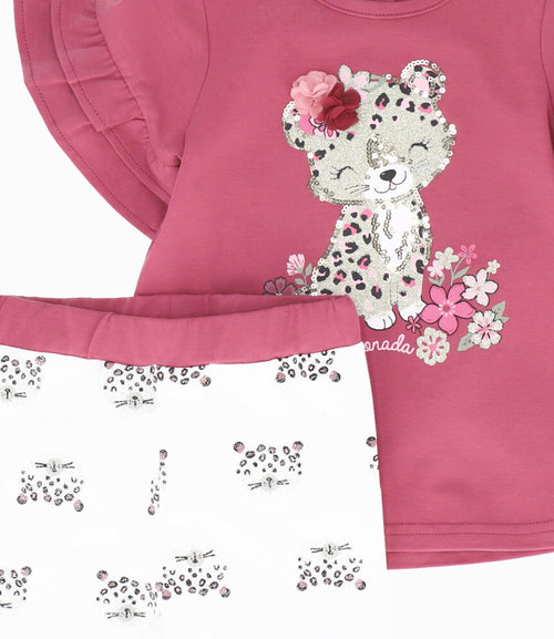 Conjunto bebé con leopardo 3 meses / Burdeo