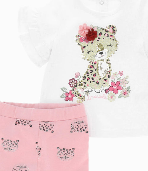 Conjunto bebé con leopardo 3 meses / Palo Rosa