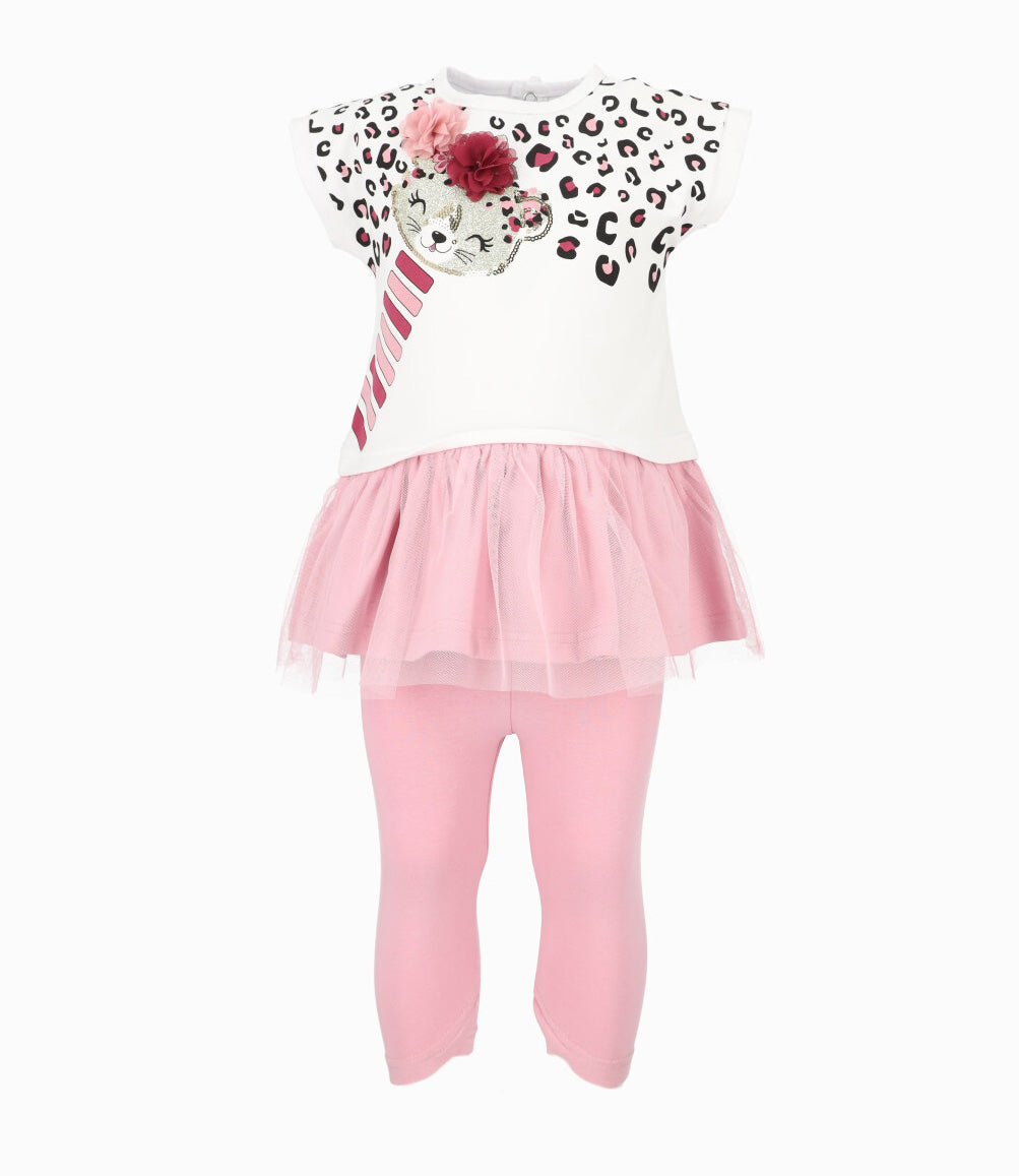Conjunto bebé con vuelo 3 meses / Palo Rosa
