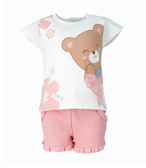 Conjunto bebé de polera y short 3 meses / Rosado