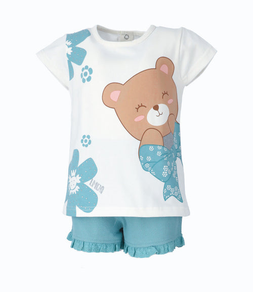 Conjunto bebé de polera y short 3 meses / Menta