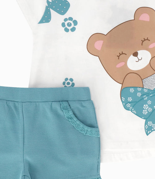 Conjunto bebé de polera y short 3 meses / Menta