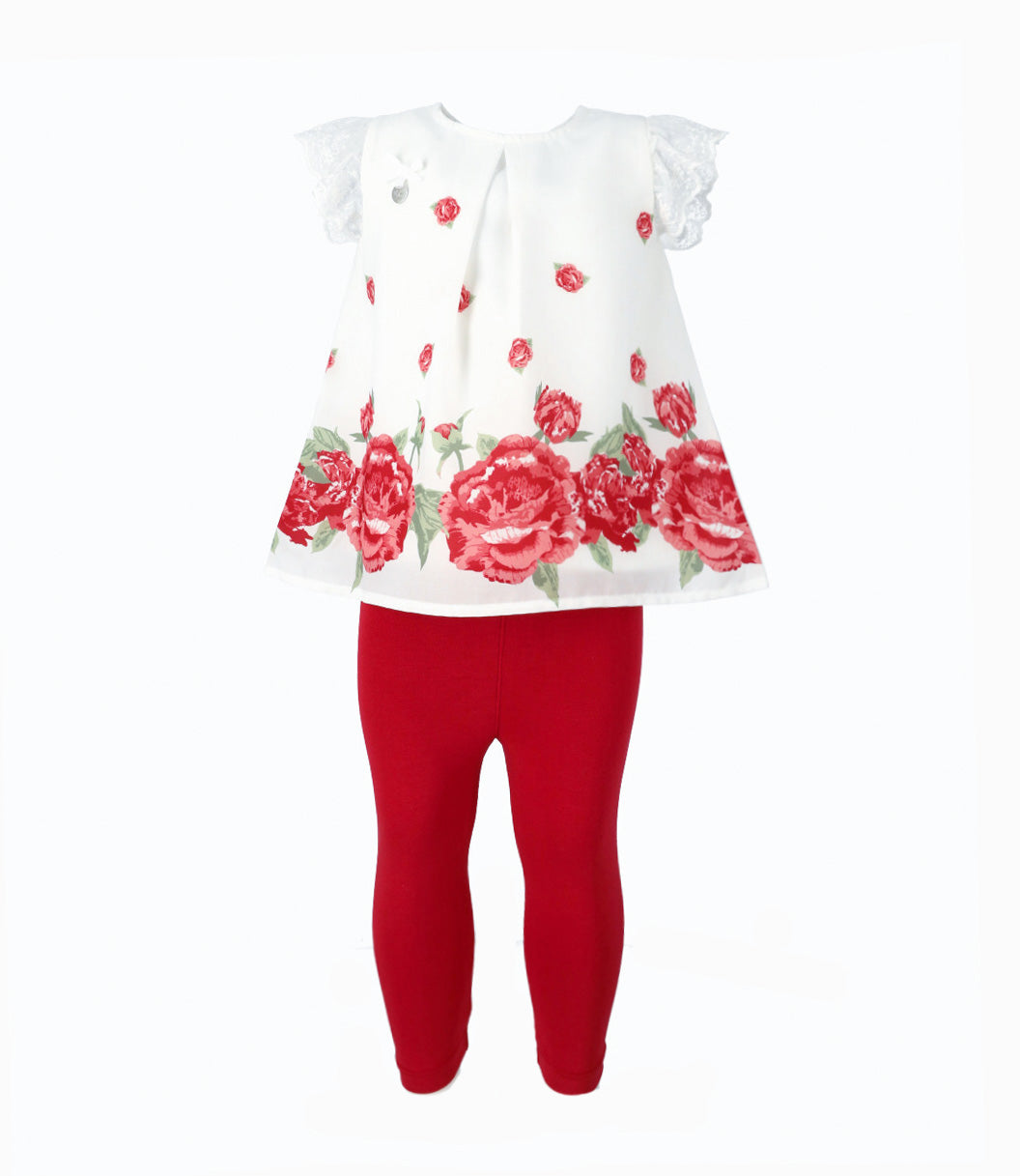 Conjunto bebé niña con vuelo - 3 meses / Rojo