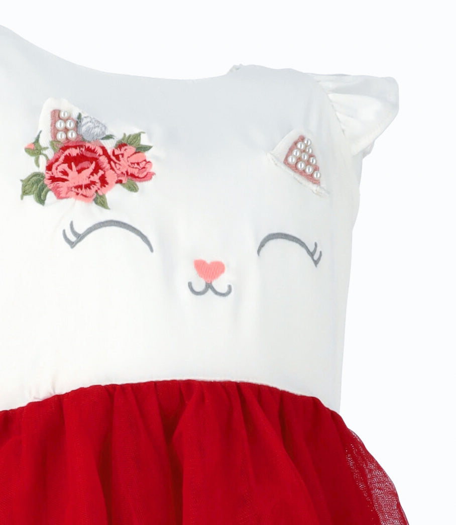 Conjunto bebé niña con gato 3 meses / Rojo