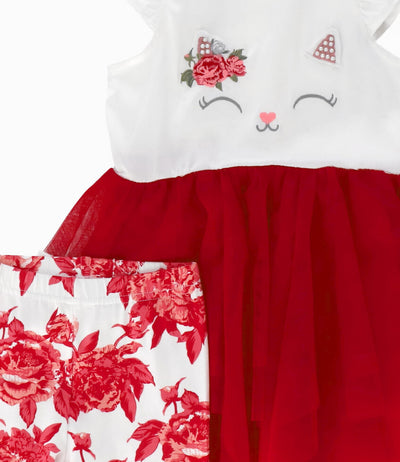 Conjunto bebé niña con gato 3 meses / Rojo