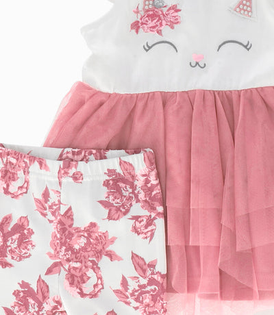Conjunto bebé niña con gato 3 meses / Palo Rosa