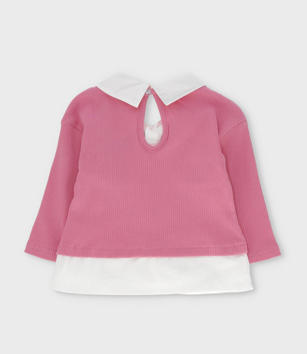 Conjunto bebé con conejo 3 meses / Coral