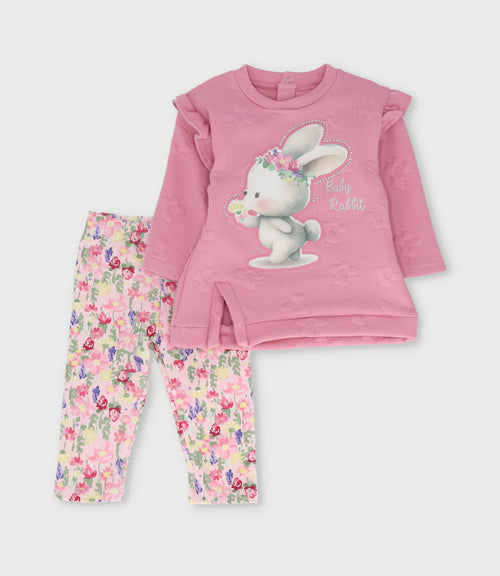 Conjunto bebé acanalado 3 meses / Coral