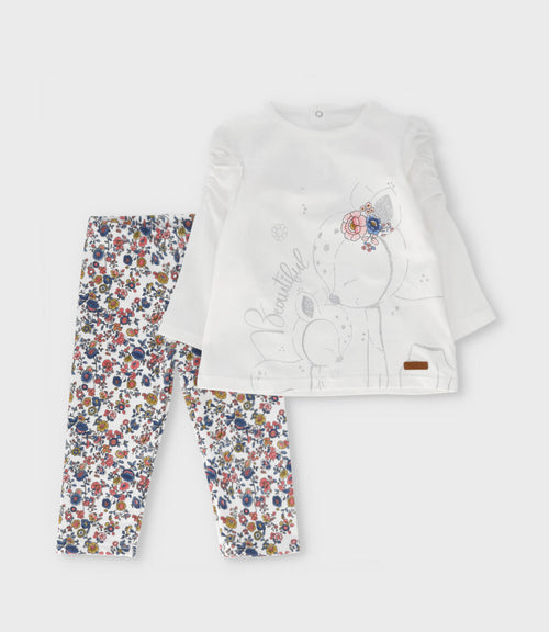 Conjunto bebé con flores 3 meses / Blanco