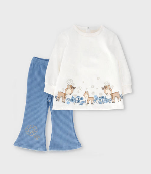 Conjunto bebé con ciervo 3 meses / Celeste