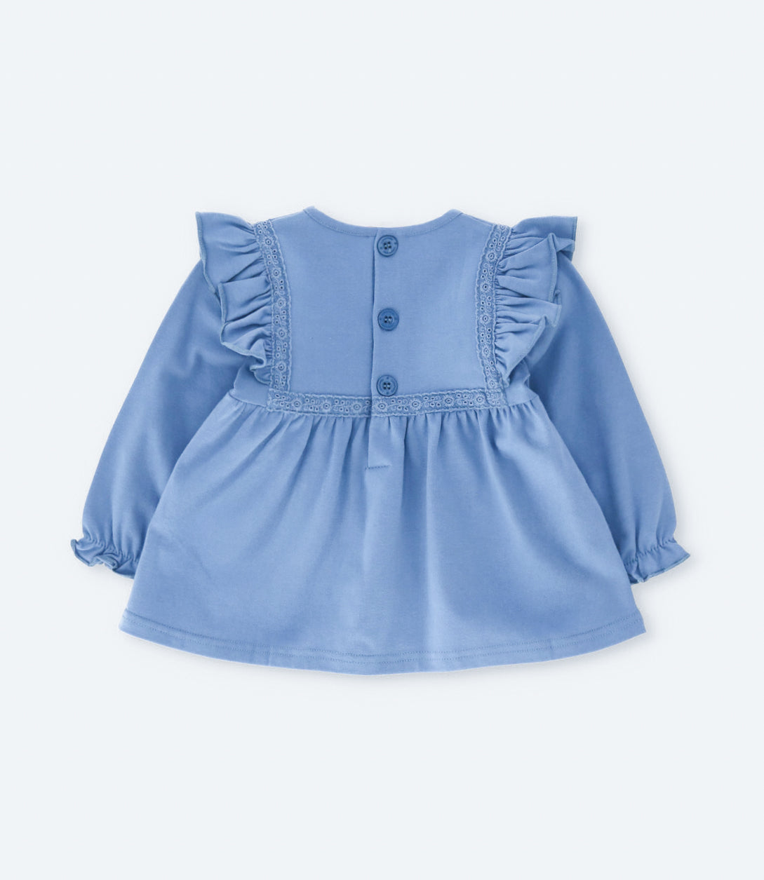 Conjunto bebé con vuelos bordados 3 meses / Celeste