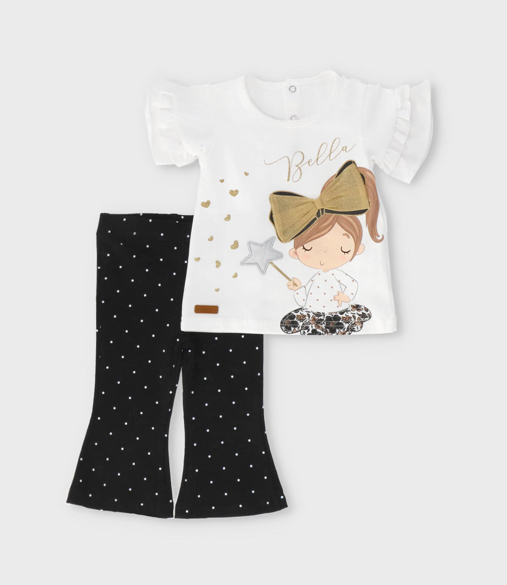 Conjunto bebé con estampado y puntos 3 meses / Blanco