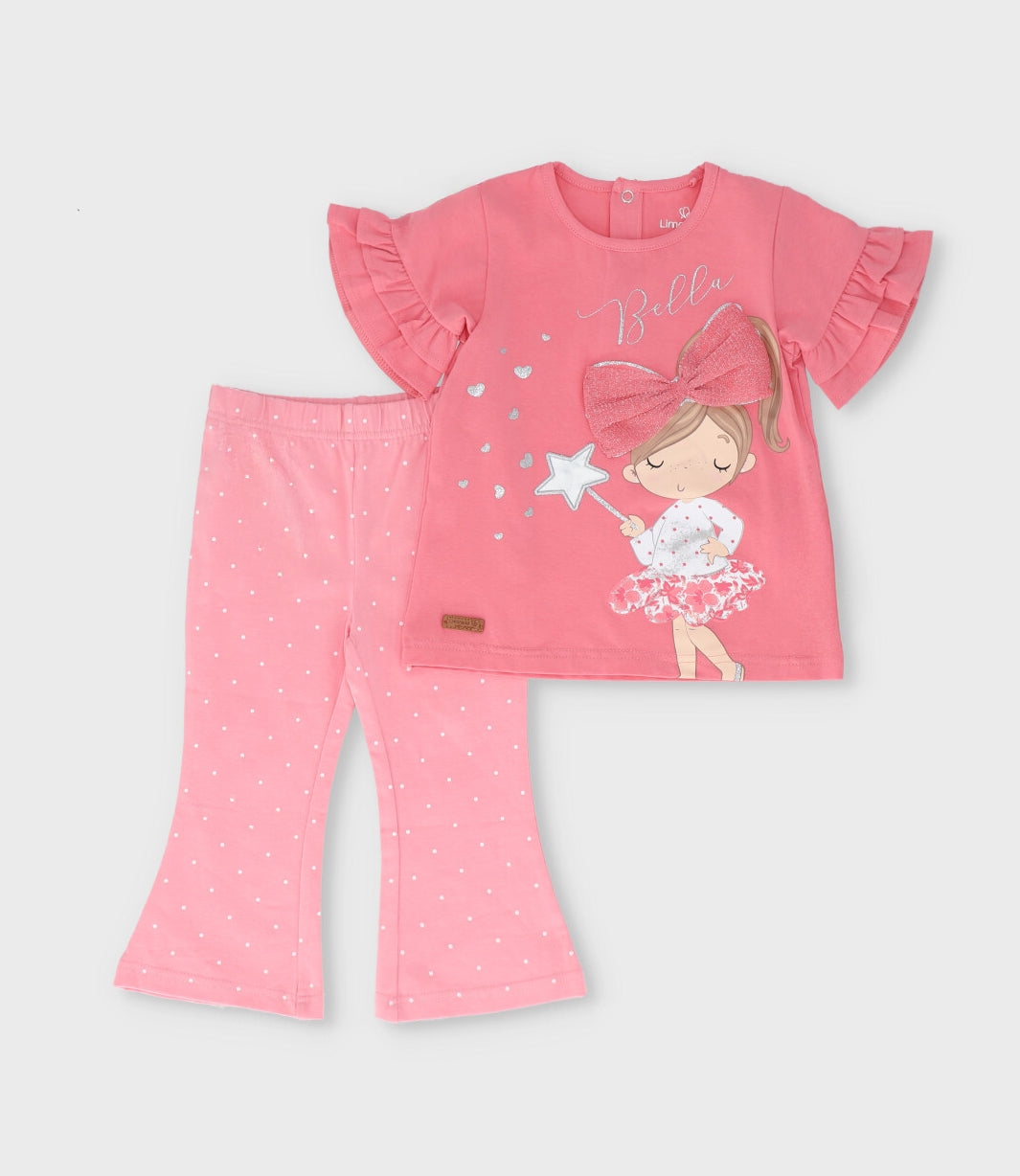 Conjunto bebé con estampado y puntos 3 meses / Coral