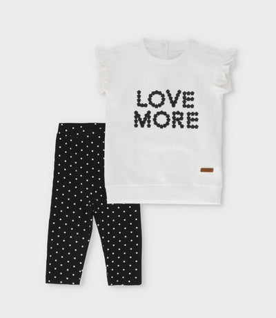 Conjunto bebé puntos y flores 3 meses / Negro