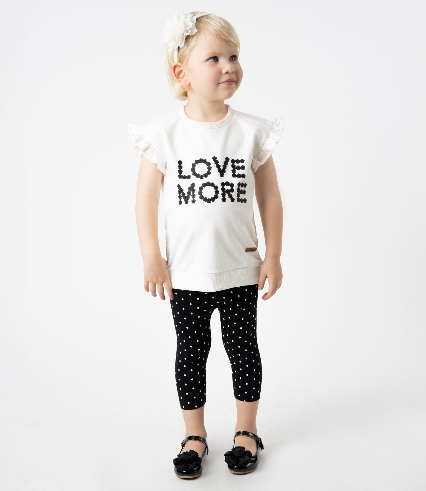 Conjunto bebé puntos y flores 3 meses / Negro