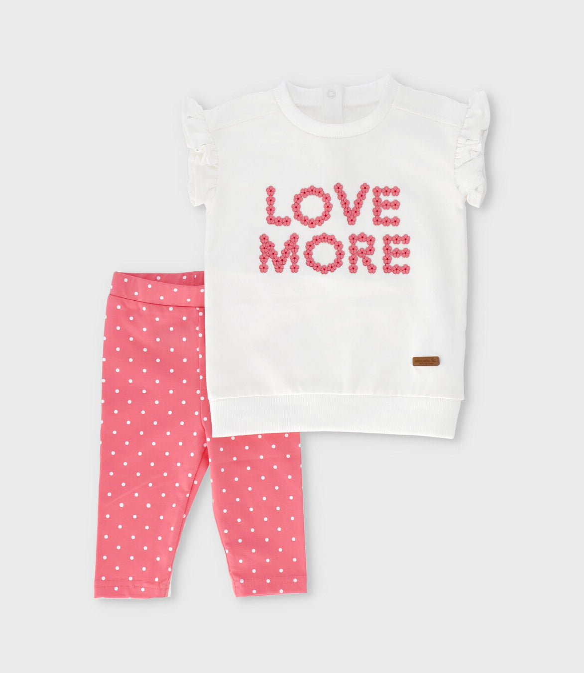 Conjunto bebé puntos y flores 3 meses / Coral