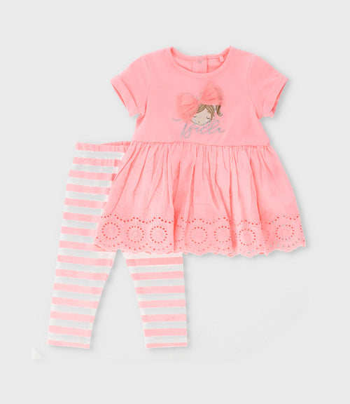 Conjunto bebé con bordado 3 meses / Coral