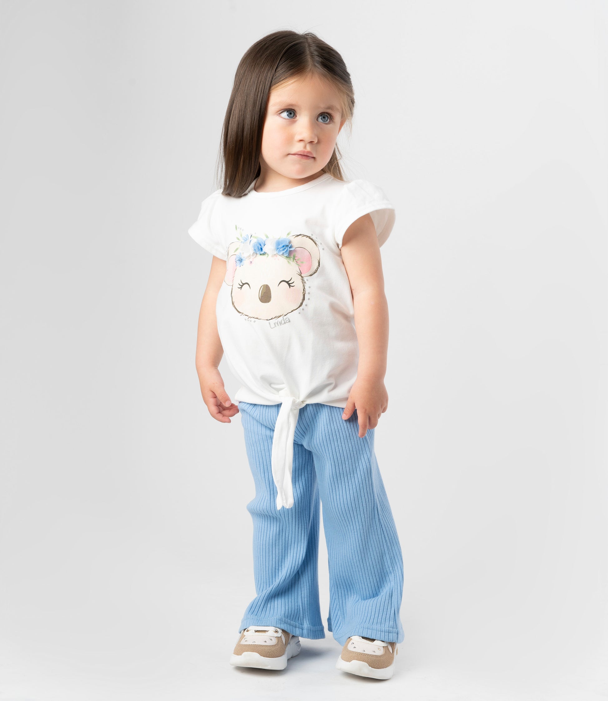 Conjunto bebé con koala y nudo 3 meses / Celeste
