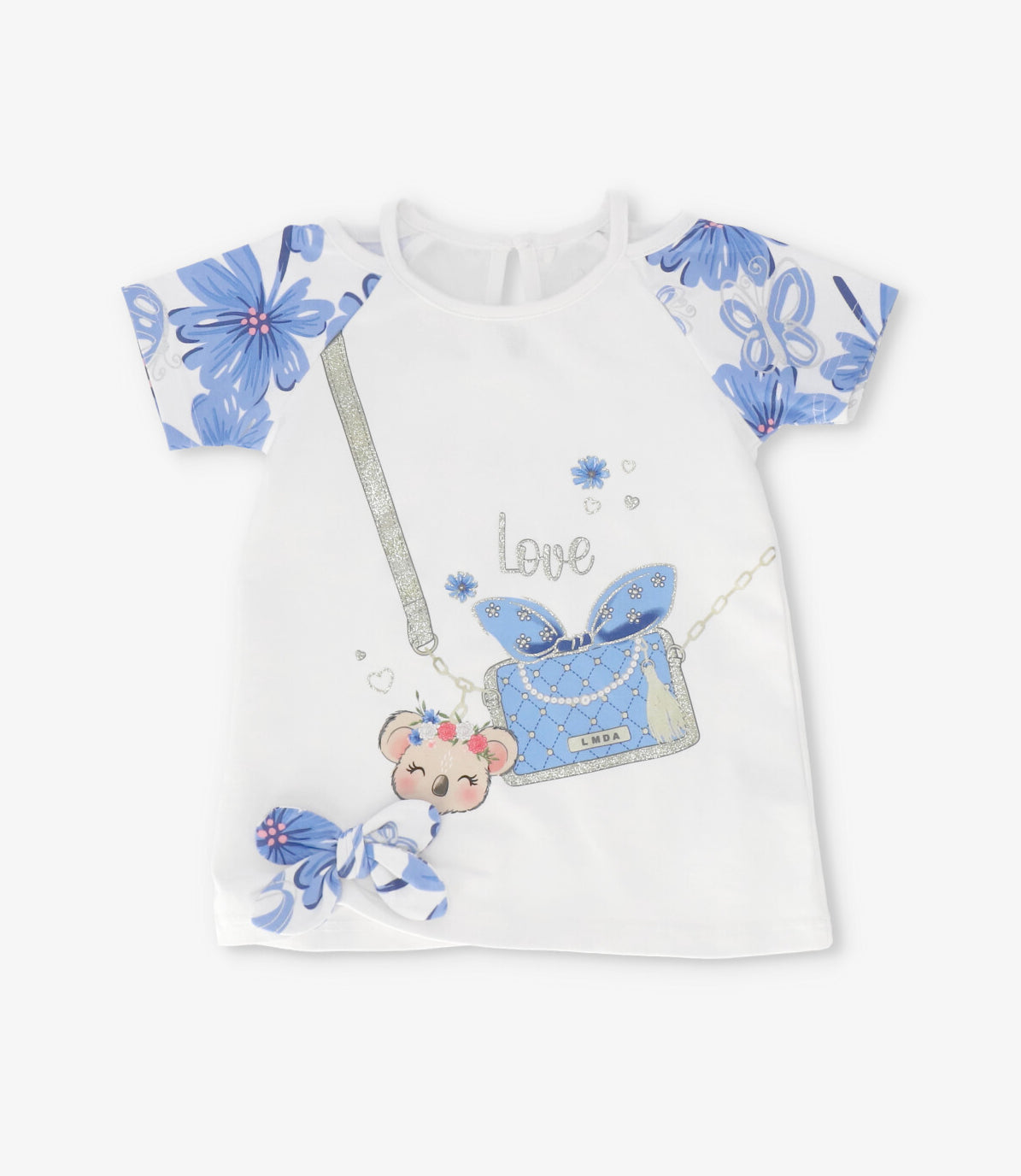 Conjunto bebé con flores y koala 3 meses / Blanco