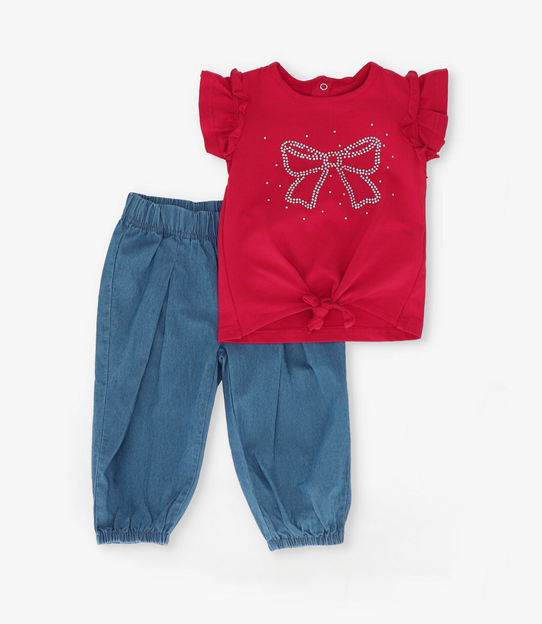 Conjunto bebé con nudo 3 meses / Rojo