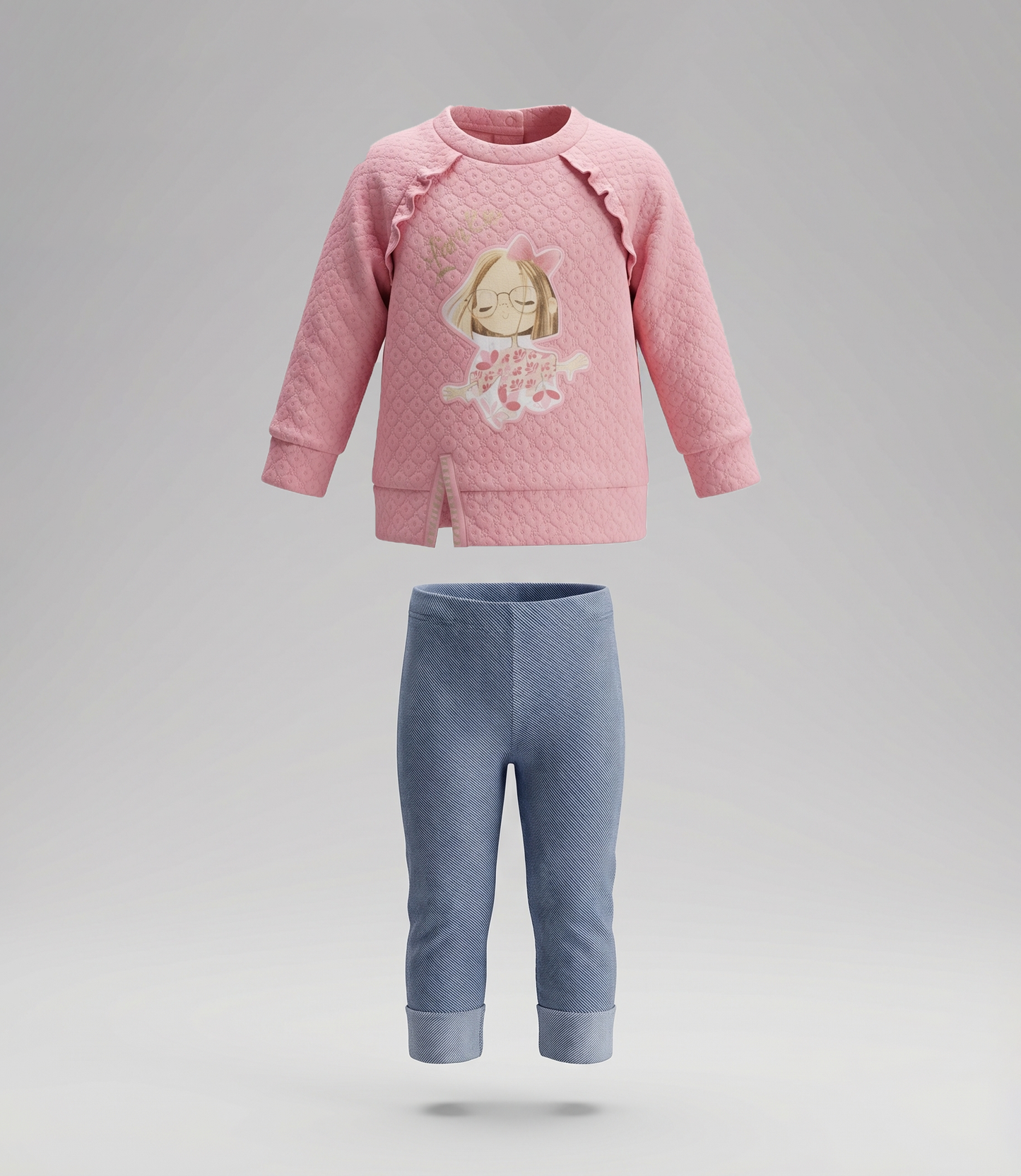 Conjunto bebé con estampado 3 meses / Coral