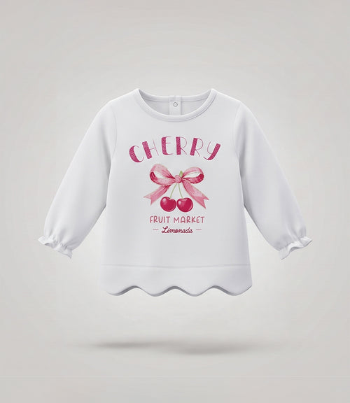Conjunto bebé con cherry 3 meses / Crudo