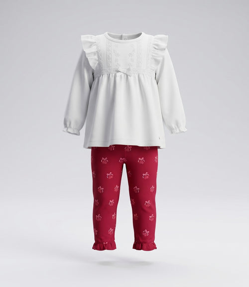 Conjunto bebé con cherry 3 meses / Crudo