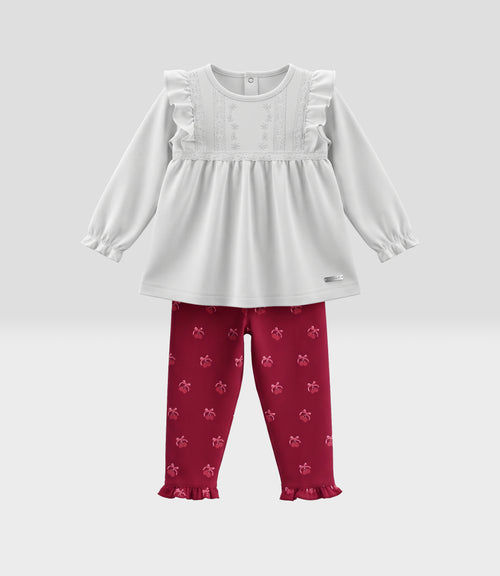 Conjunto bebé con cherry 3 meses / Crudo