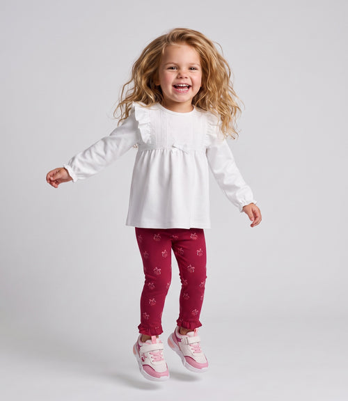 Conjunto bebé con cherry 3 meses / Crudo