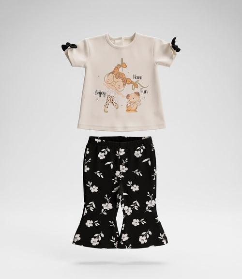 Conjunto bebé con flores 3 meses / Negro