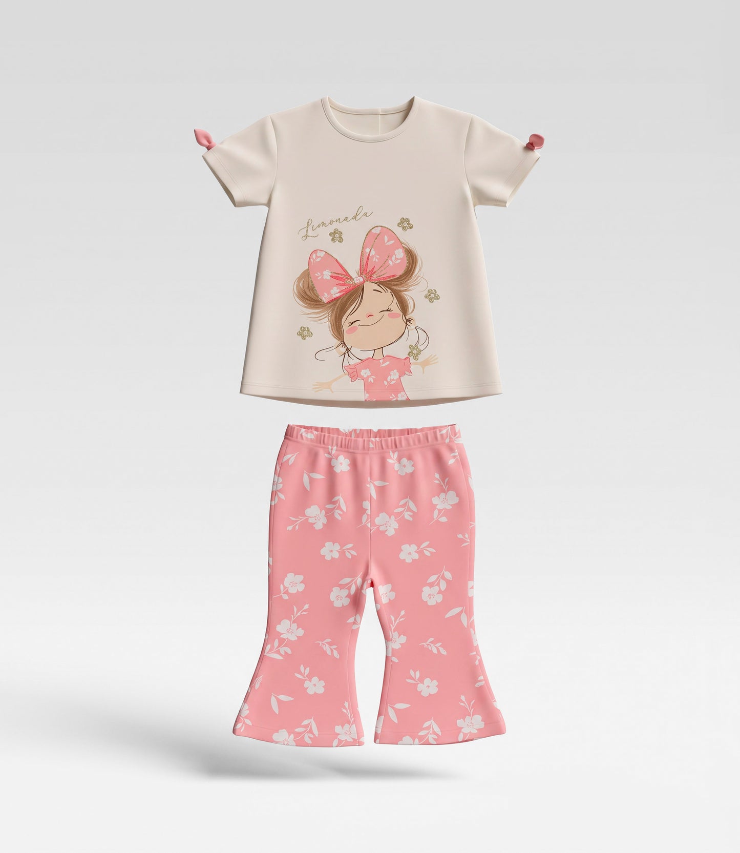 Conjunto bebé con flores 3 meses / Coral