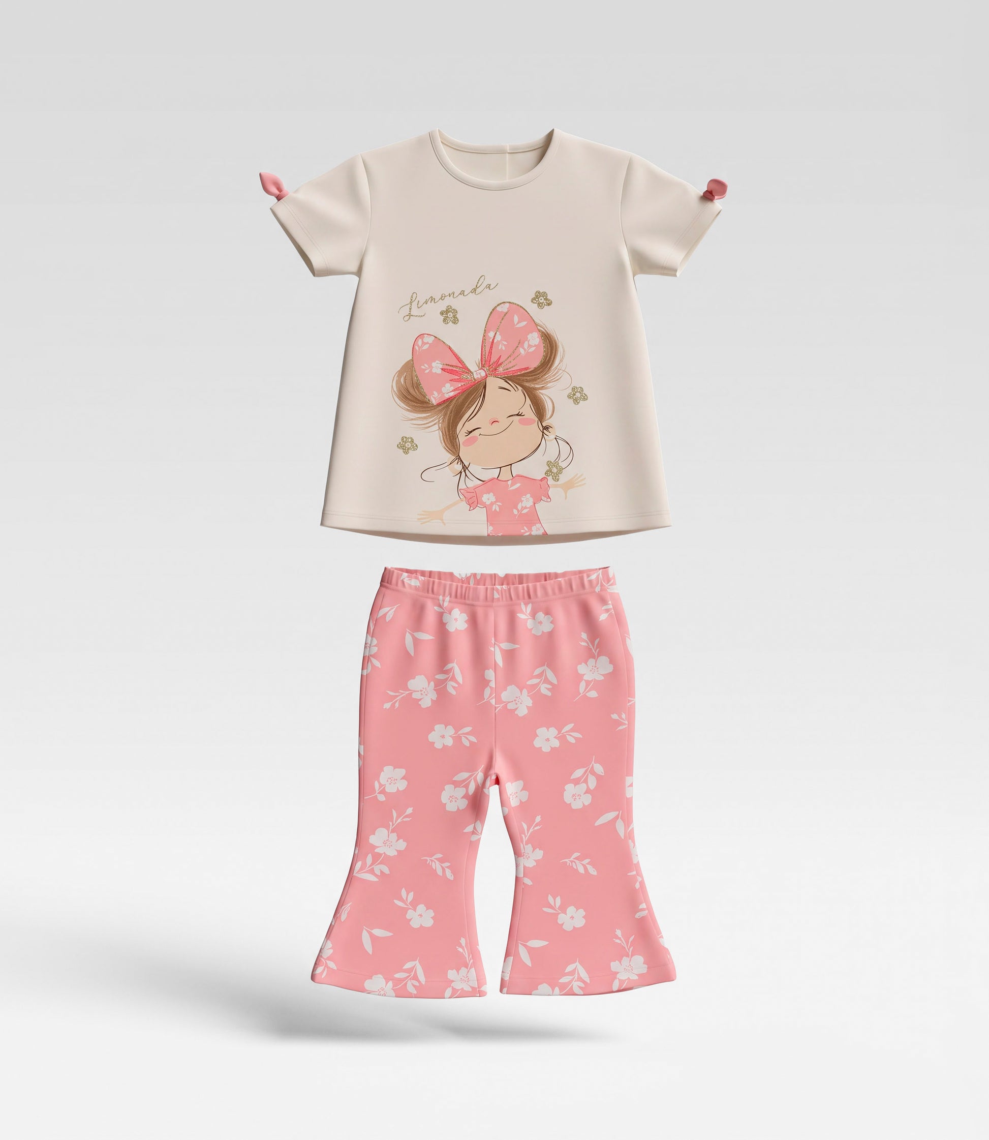 Conjunto bebé con flores 3 meses / Coral