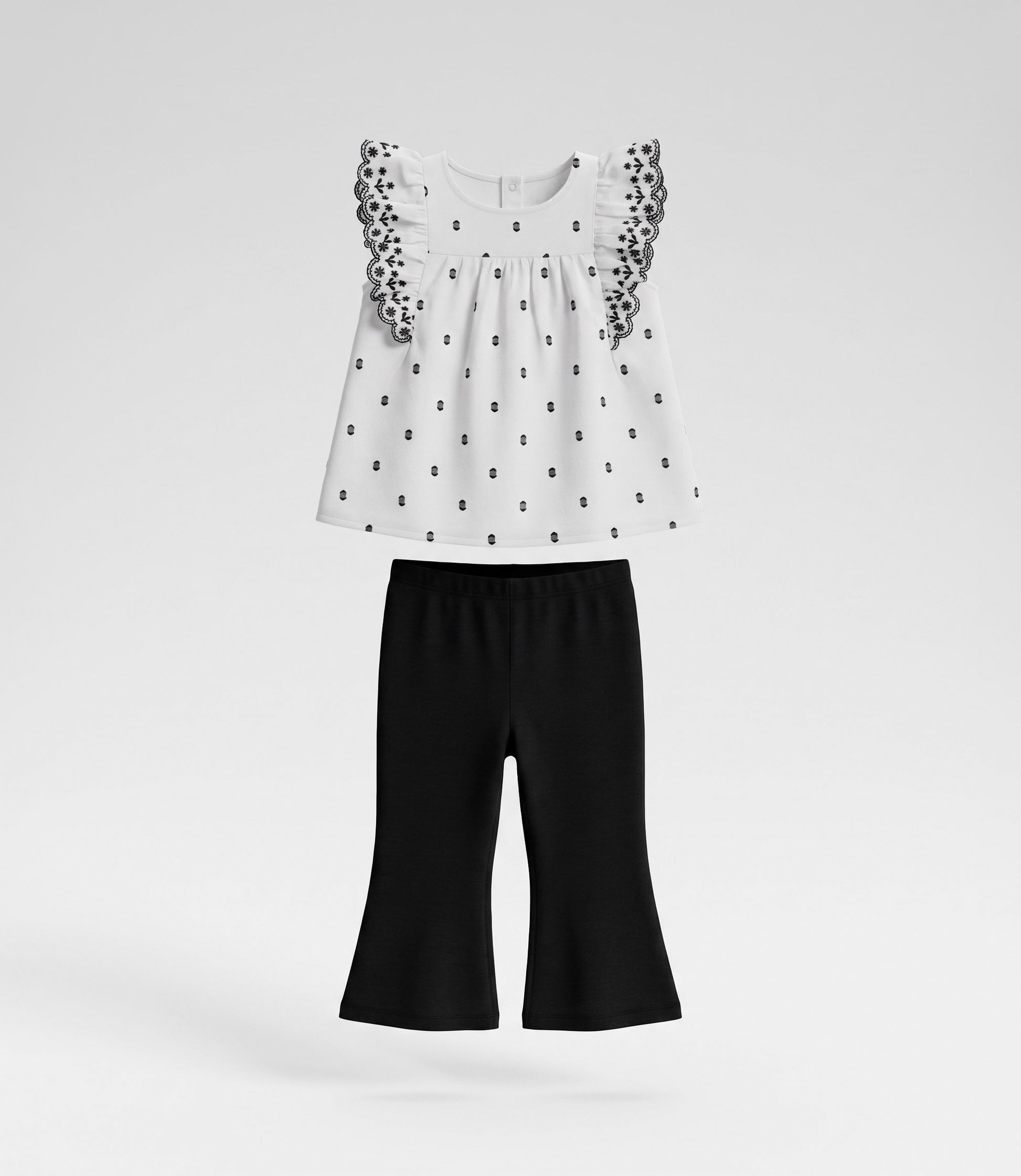 Conjunto bebé con bordado 3 meses / Crudo