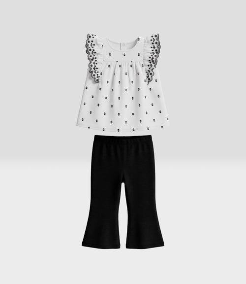 Conjunto bebé con bordado 3 meses / Crudo