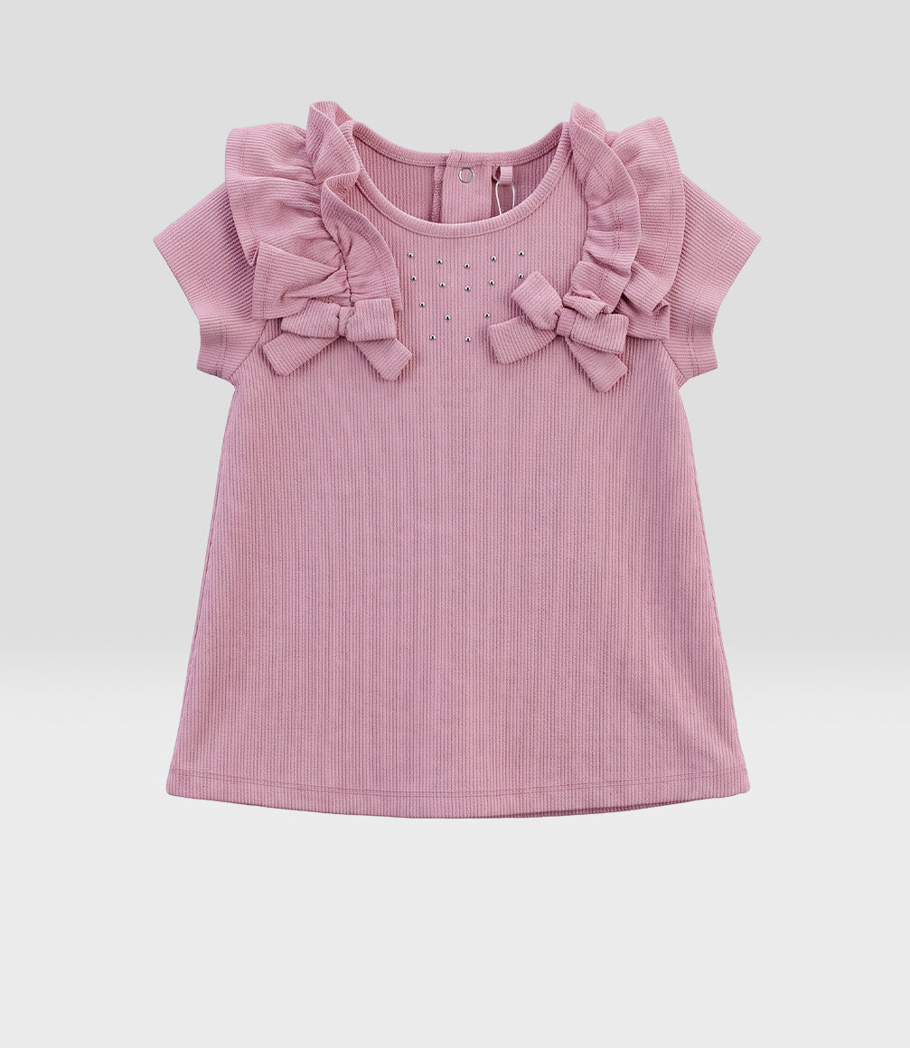 Conjunto bebé de denim 3 meses / Rosado