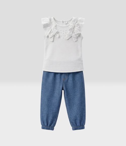 Conjunto bebé de denim 3 meses / Crudo