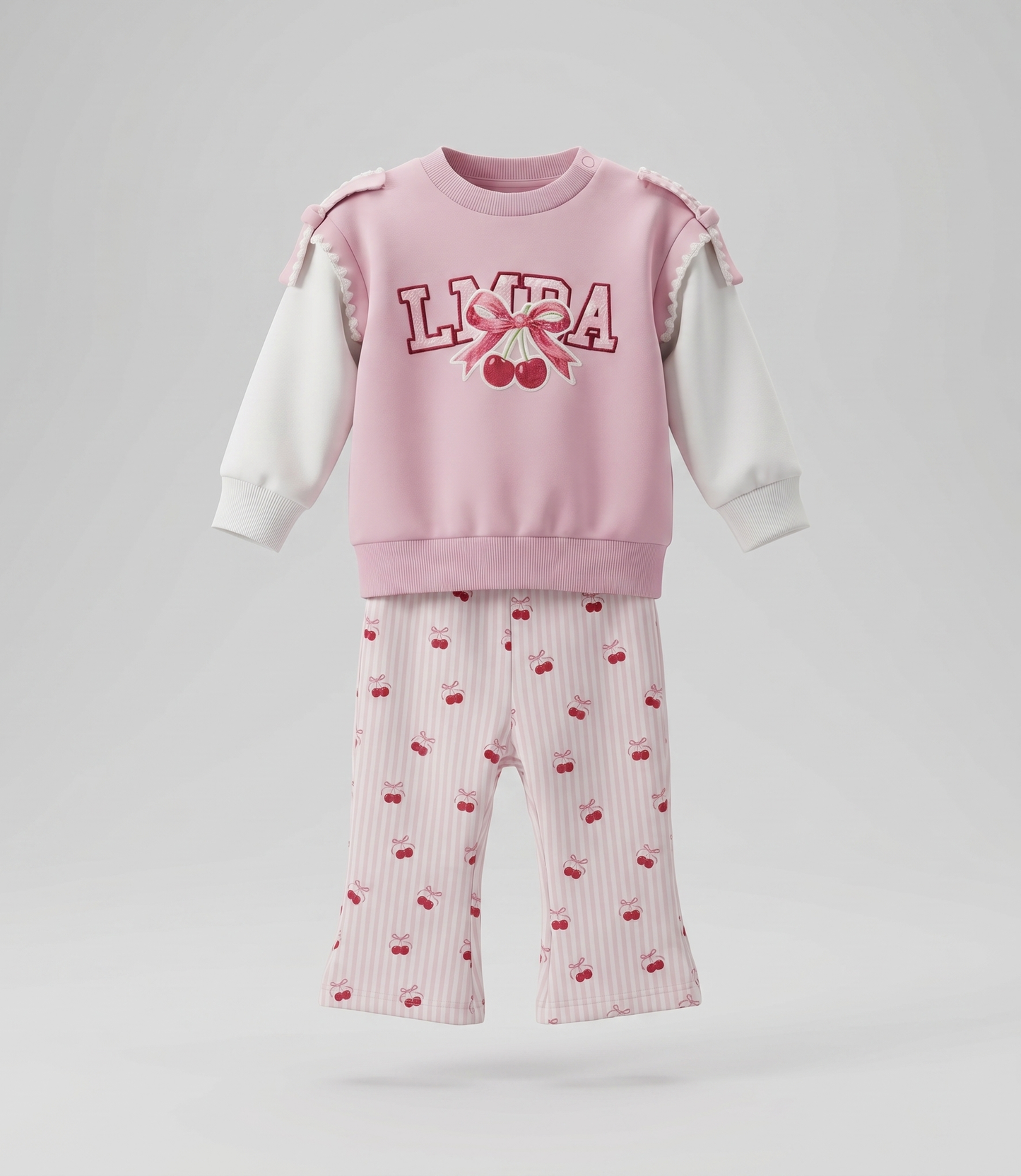 Conjunto bebé con cherry 3 meses / Rosado