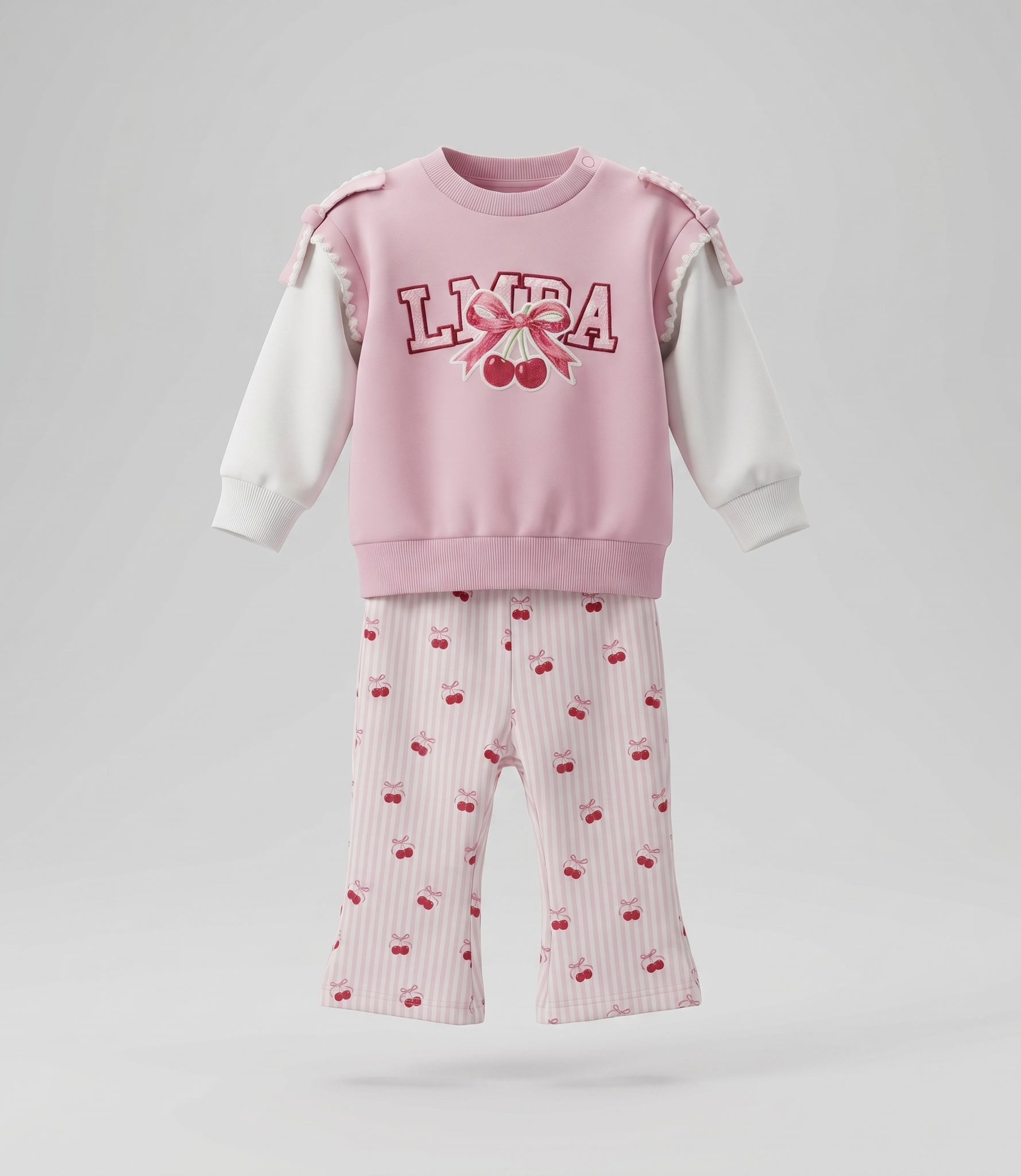 Conjunto bebé con cherry 3 meses / Rosado