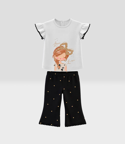 Conjunto bebé con corazones 3 meses / Negro