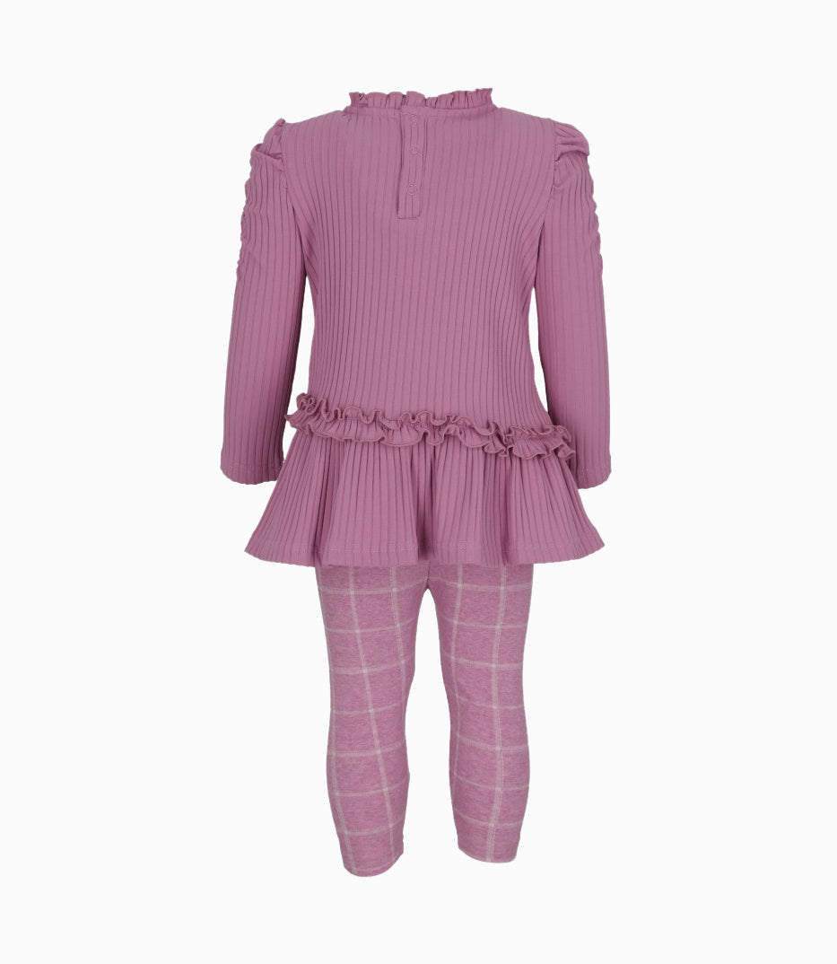 Conjunto bebé de polera y calzas 3 meses / Palo Rosa