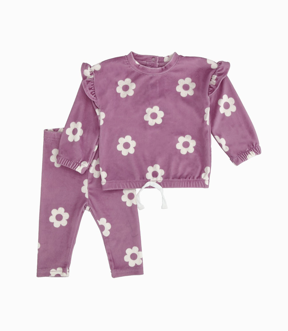 Conjunto bebé con flores 3 meses / Palo Rosa