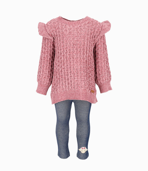 Conjunto bebé niña tejido 3 meses / Burdeo