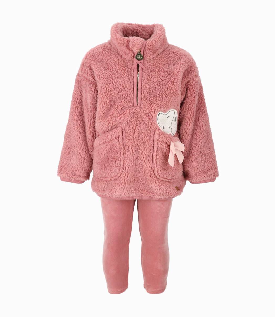 Conjunto bebé niña de polar y calzas 3 meses / Coral