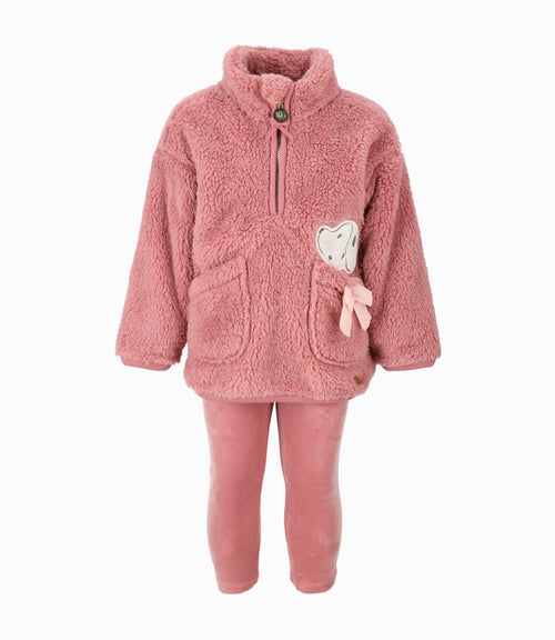 Conjunto bebé niña de polar y calzas