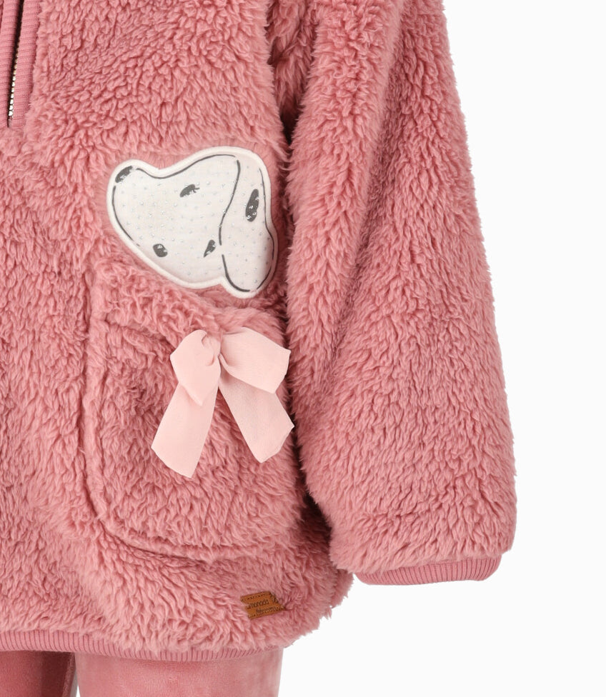 Conjunto bebé niña de polar y calzas 3 meses / Coral