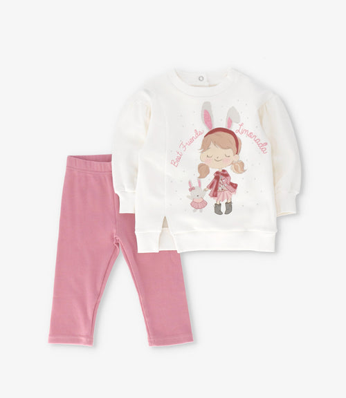 Conjunto bebé con conejo 3 meses / Coral